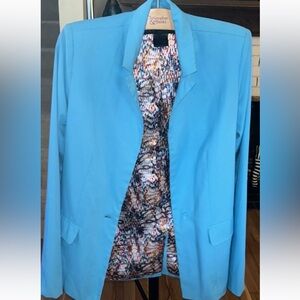 Kardashian Kurves XS Mid Length Lightweight Blazer Jacket Turquoise